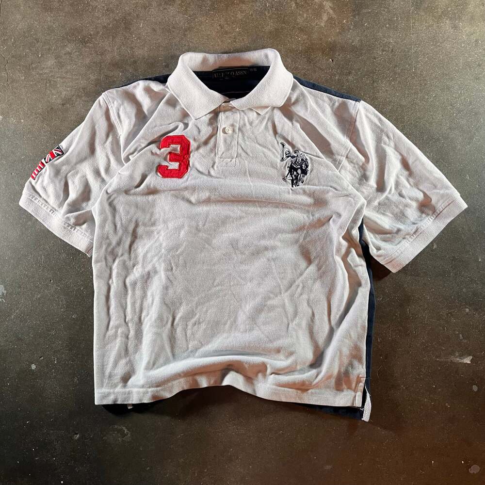 vintage 2000s U.S polo ASSN big pony US/UK flag embordered polo shirt boys 14/16